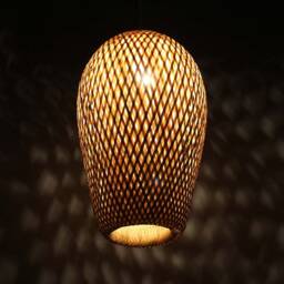 Handwoven Bamboo Pendant Light Rustic Chandelier - thumbnail 3
