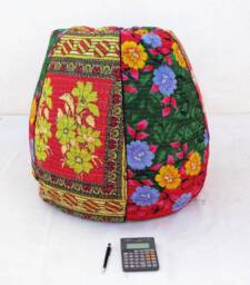 Handmade Floral Kantha Quilt Bean Bag Chair Bohemian Ottoman Pouf