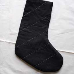 Hand Quilted Chequerboard Patchwork Linen Modern Heirloom Christmas Stocking - thumbnail 3