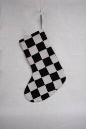 Hand Quilted Chequerboard Patchwork Linen Modern Heirloom Christmas Stocking - thumbnail 1