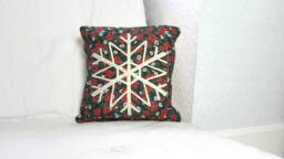 Green Christmas Cushion Cover, Snowflake Cushion, Patchwork Decoration, Decor, Handmade in The UK - thumbnail 1
