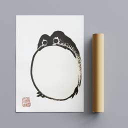 Fat Frog Japanese Art Print By Hoji - Framed Or Rolled Canvas - thumbnail 3