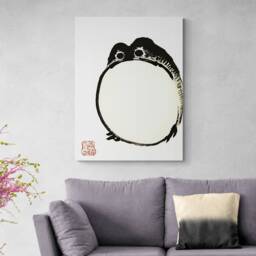 Fat Frog Japanese Art Print By Hoji - Framed Or Rolled Canvas - thumbnail 2