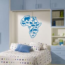 Africa Safari Animal Map Wall Decal Removable Vinyl Sticker - 23In X 25In - thumbnail 1