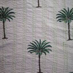 A Beautiful Tree Print Indian Handmade Kantha Quilt Perfect Bed Matching Bedspread Size Multi - thumbnail 2