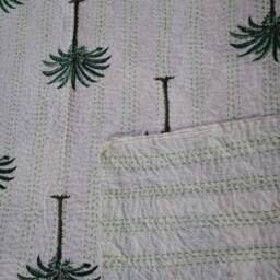 A Beautiful Tree Print Indian Handmade Kantha Quilt Perfect Bed Matching Bedspread Size Multi - thumbnail 4