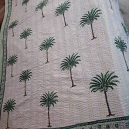 A Beautiful Tree Print Indian Handmade Kantha Quilt Perfect Bed Matching Bedspread Size Multi - thumbnail 3