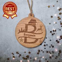 Personalized Initial Christmas Ornament Wood Or Acrylic, Custom Name - thumbnail 1