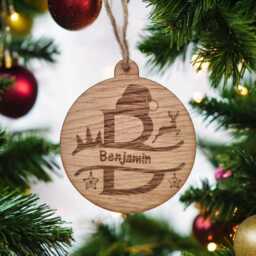Personalized Initial Christmas Ornament Wood Or Acrylic, Custom Name - thumbnail 2