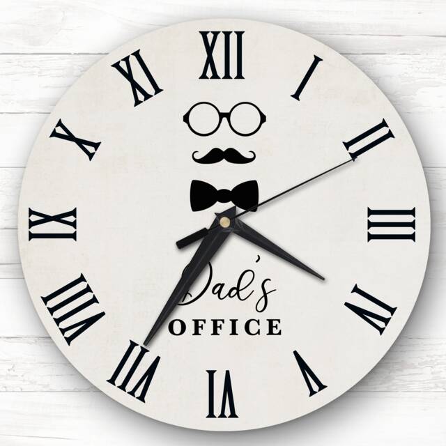 Dad's Office Mustaches Glasses Personalised Gift Clock - image 1