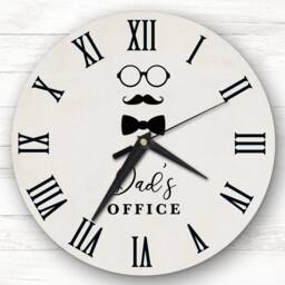 Dad's Office Mustaches Glasses Personalised Gift Clock