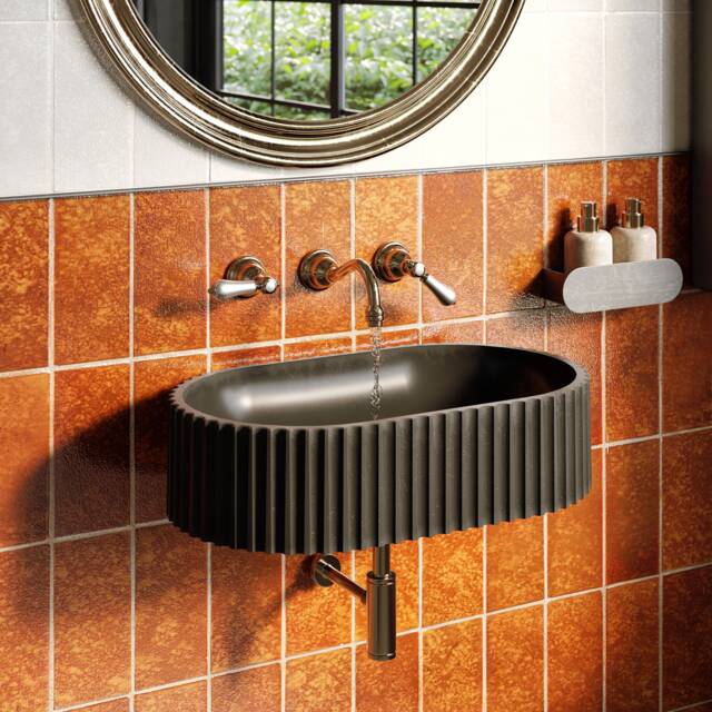 35 Colors - Concrete Wall-Mounted Sink Geni Vessel Basin - Compact Powder-Room & Bathroom Vanity - image 1
