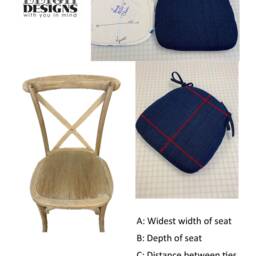 Denim Chair Seat Cushion - Rustic Cottage Shabby Chic Replacement X Back Pad Counter Or Bar Stool Crossback - thumbnail 3