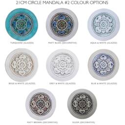 Wall Hanging With Mandala Design For Decor, Ceramic Tile, Circle Tile Plain Border Art Outdoor, #2 21cm Turquoise - thumbnail 3