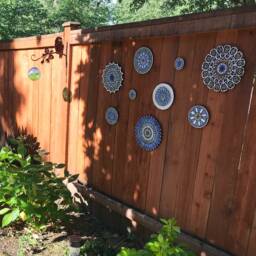 Wall Hanging With Mandala Design For Decor, Ceramic Tile, Circle Tile Plain Border Art Outdoor, #2 21cm Turquoise - thumbnail 4