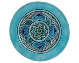 Wall Hanging With Mandala Design For Decor, Ceramic Tile, Circle Tile Plain Border Art Outdoor, #2 21cm Turquoise