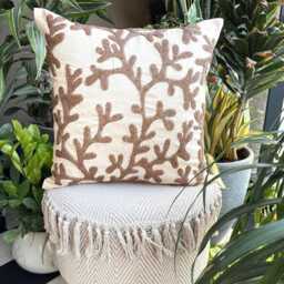Art Silk Beaded Embroidered Coastal Gold, 24x24/26x26, Beach Style Euro Sham - Coral Shine - thumbnail 3