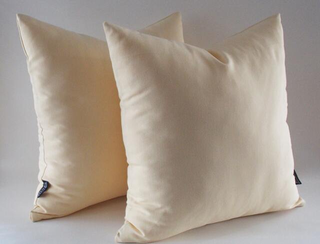 Set Of 2 Straw Yellow Cotton Canvas Throw Pillow Covers - image 1
