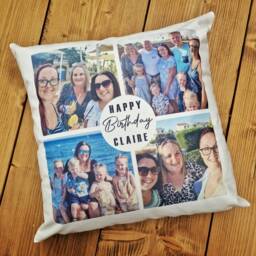 Personalised Photo Cushion, Collage Pillow, Picture Gifts For Her & Him, Add Your Own Text, Present Mum Nan Dad Grandad - thumbnail 2