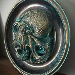 Verdigris Octopus Wall Plaque, Kraken Sculpture, Coastal Decor - thumbnail 2
