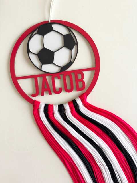 Wooden Personalised Football Theme Dreamcatcher/Wall Hanging Boys Girls Bedroom Decor - image 1