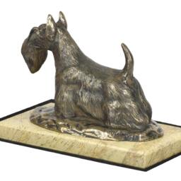 Scottish Terrier , Dog Sand Marble Base Statue, Limited Edition, Artdog. Made Of Cold Cast Bronze. Perfect Gift. Limited Edition - thumbnail 3