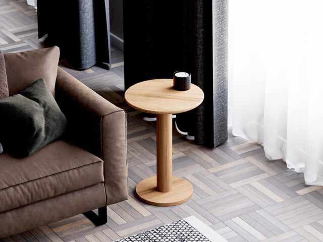 Modern Solid Oak End Table Round Side Table - image 1