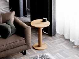 Modern Solid Oak End Table Round Side Table - thumbnail 1
