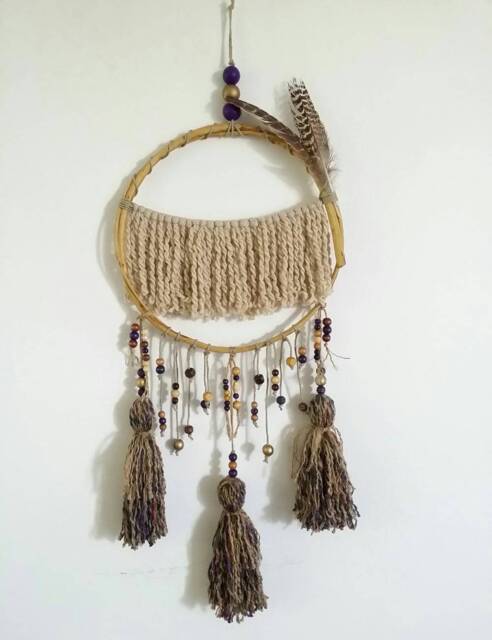 Modern Boho Art, Earth Tone Large Dream Catcher, Rustic Wall Decor - image 1