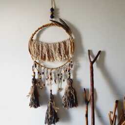 Modern Boho Art, Earth Tone Large Dream Catcher, Rustic Wall Decor - thumbnail 2