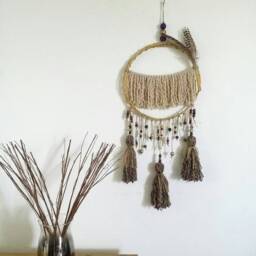 Modern Boho Art, Earth Tone Large Dream Catcher, Rustic Wall Decor - thumbnail 3
