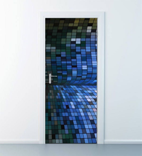 Abstract Shapes Wall Decal, Sticker, Door Mural, Disco Style Wallpaper, Covering, Home Design