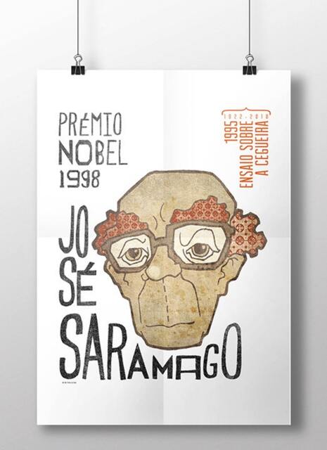 Original Portuguese Nobel Price Writer Jos?? Saramago Wall Art Printing Poster Illustration Print Drawings Graphic Design Work