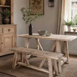 Rustic Wooden Bench, Narrow Dining & Hallway Handmade Reclaimed Wood - thumbnail 3