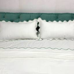 Percale 100% Cotton Scalloped Hotel Stitch Duvet Cover Set With Scalloped Embroidered - thumbnail 2