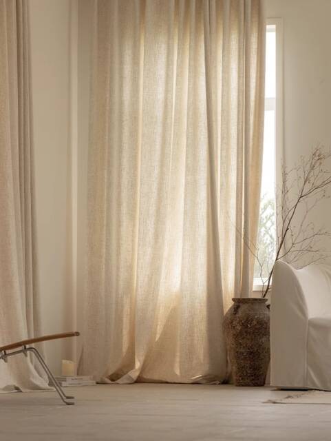 Sylvan Linen Curtain, 4 Colors, Semi Blackout Drape, Soft Custom Size Curtain For Livingroom Bedroom, Extra Long 1Pc - image 1