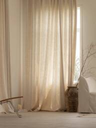 Sylvan Linen Curtain, 4 Colors, Semi Blackout Drape, Soft Custom Size Curtain For Livingroom Bedroom, Extra Long 1Pc - thumbnail 1