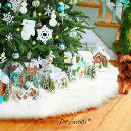Faux Sheepskin Christmas Tree Skirt - Shaggy Fur, 18 Colors