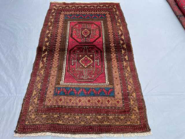 3x5 Afghan Antique Rug - Handmade Wool Carpet Turkmen Tribal Geometric Design For Home & Office Boho Gift - image 1