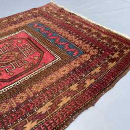 3x5 Afghan Antique Rug - Handmade Wool Carpet Turkmen Tribal Geometric Design For Home & Office Boho Gift - thumbnail 3
