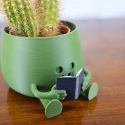 Happy Face Planter Bookworm Succulent Pot - Collectible Planter - thumbnail 3
