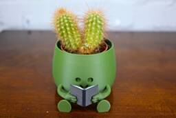 Happy Face Planter Bookworm Succulent Pot - Collectible Planter - thumbnail 1
