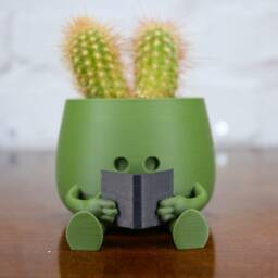 Happy Face Planter Bookworm Succulent Pot - Collectible Planter - thumbnail 2
