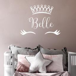 40% Off Unicorn Nursery Wall Decal Girls Name Sticker Princess Crown Decals For Girl Bedroom Kids Room Eyelashes Tiara Decor - thumbnail 3
