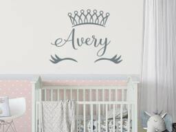 40% Off Unicorn Nursery Wall Decal Girls Name Sticker Princess Crown Decals For Girl Bedroom Kids Room Eyelashes Tiara Decor - thumbnail 1