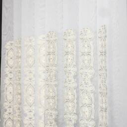 Embroidered Sheer Curtain Custom Tulle Panel, Gold & White - thumbnail 3
