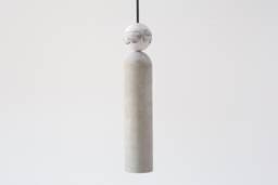 Handmade Concrete Cylinder Pendant Light With Marble Sphere