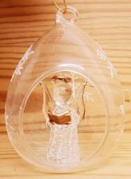 Angel Singer Golden Book Christmas Glass Snowflakes Bauble 9 cm 3.5 - thumbnail 2