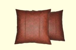 "2 Two Tone Tan Brown Stripe Faux Leather Cushion Covers 16"" 18"" 20"