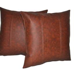 "2 Two Tone Tan Brown Stripe Faux Leather Cushion Covers 16"" 18"" 20" - thumbnail 2